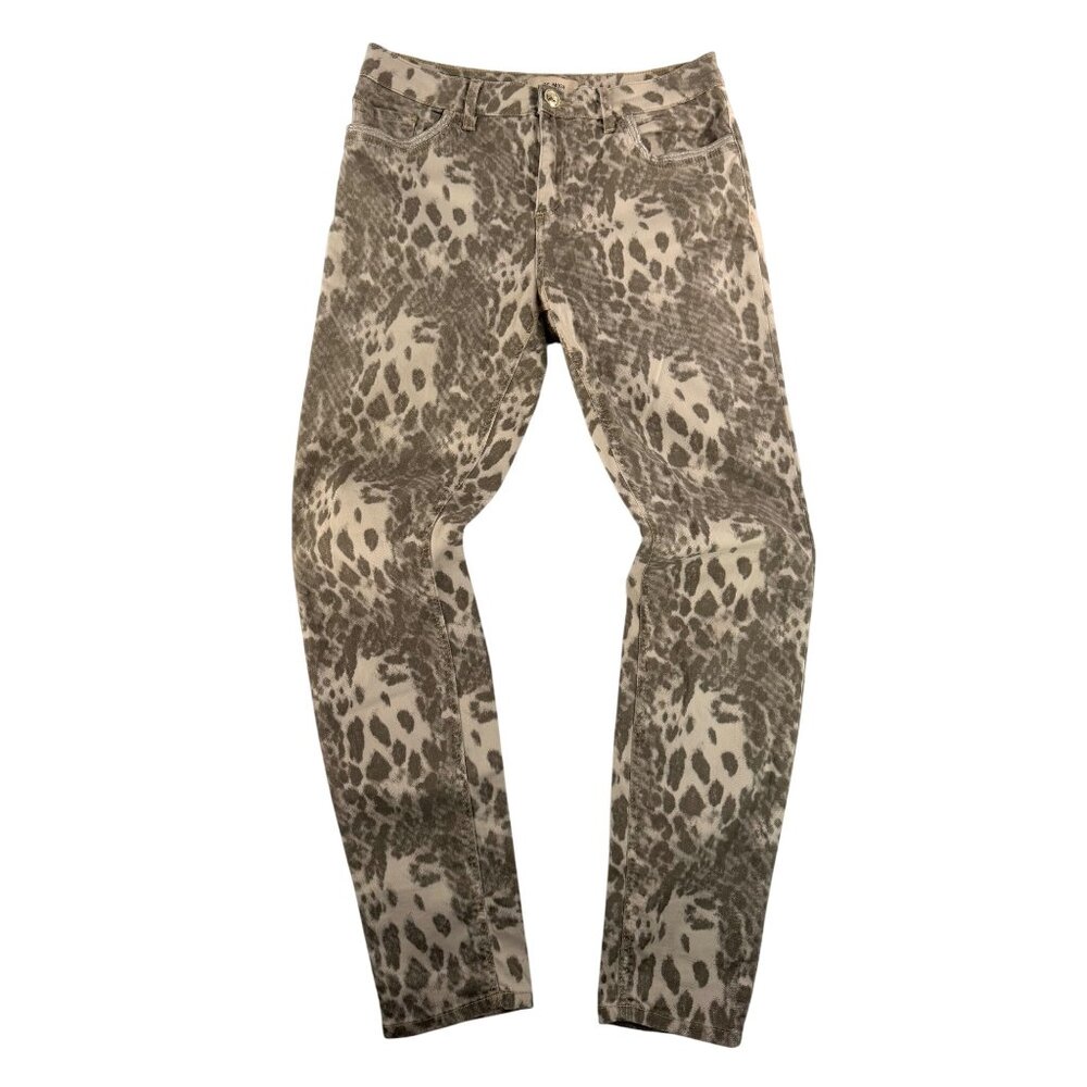 Mos Mosh Animal Print cropped slim fit pants mottled Brown‎ boho sz M